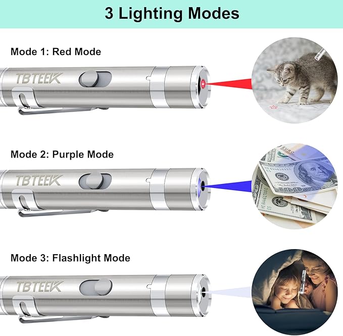TBTeek Cat Toy, USB Rechargeable Interactive Kitten Toy, 7 Light Modes & - Image 3