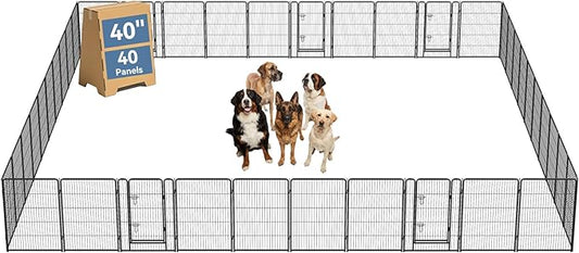 DUMOS Dog Playpen Indoor, Metal 40 Inch 40 Panels Foldable Pet Fence by DumosLifestyle