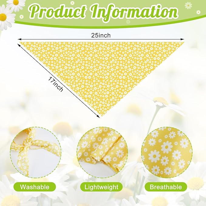 Weewooday 9 Pcs Summer Daisy Dog Bandanas Floral Birthday Handkerchief Scarf - Image 2