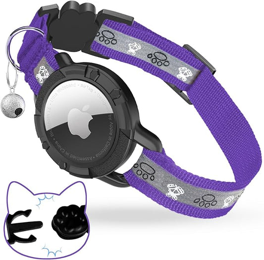 Breakaway AirTag Cat Collar, Reflective Cat Tracker Collar by ODOKELE