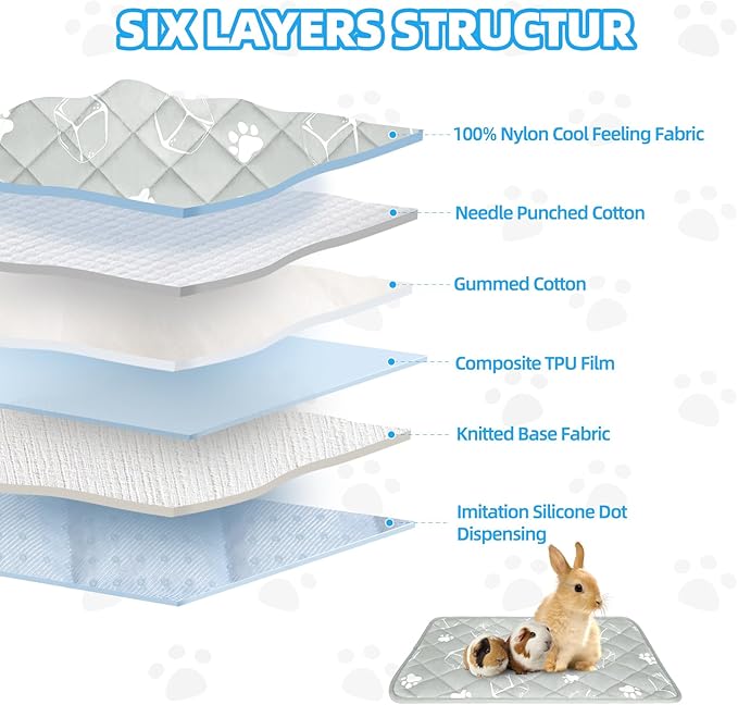 Homimp Summer Cooling Mat for Small Animals, Washable Rabbit Cool Pad, - Image 2
