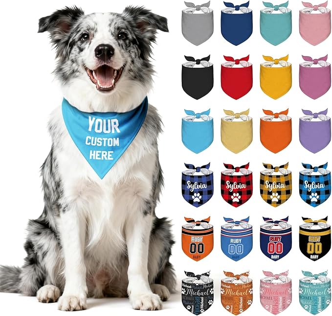 Personalized Dog Bandana Custom Dog Pet Scarf Customized Name Printing Bandanas by Nevaou