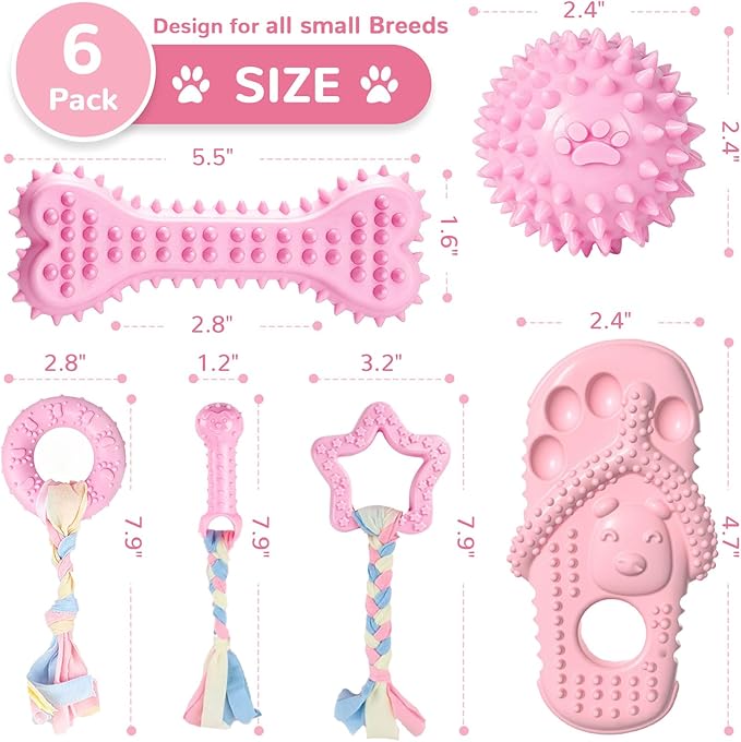 Puppy Chew Toys 6 Pack for Small Dogs, Teething Toys for Puppy Easy Clean - Image 4