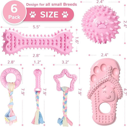 Puppy Chew Toys 6 Pack for Small Dogs, Teething Toys for Puppy Easy Clean - Image 4