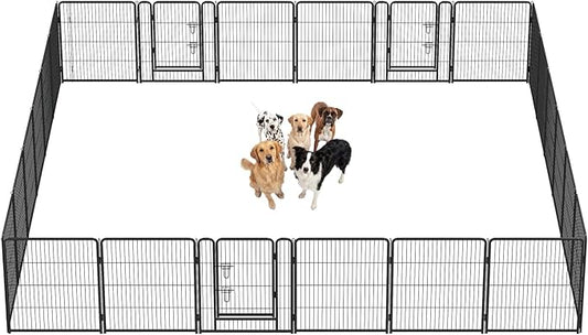 DUMOS Dog Playpen Indoor, Metal 32 Inch 24 Panels Foldable Pet Fence by DumosLifestyle