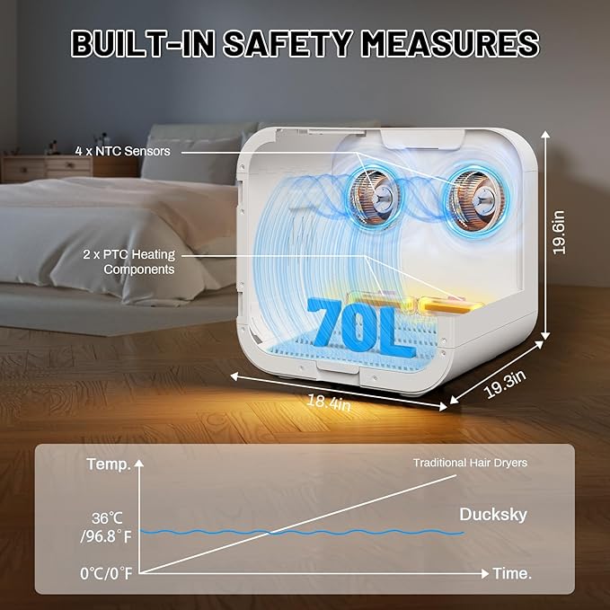 Automatic Pet Hair Dryer Box, 70L Dual Motor Fans Blower - Image 7
