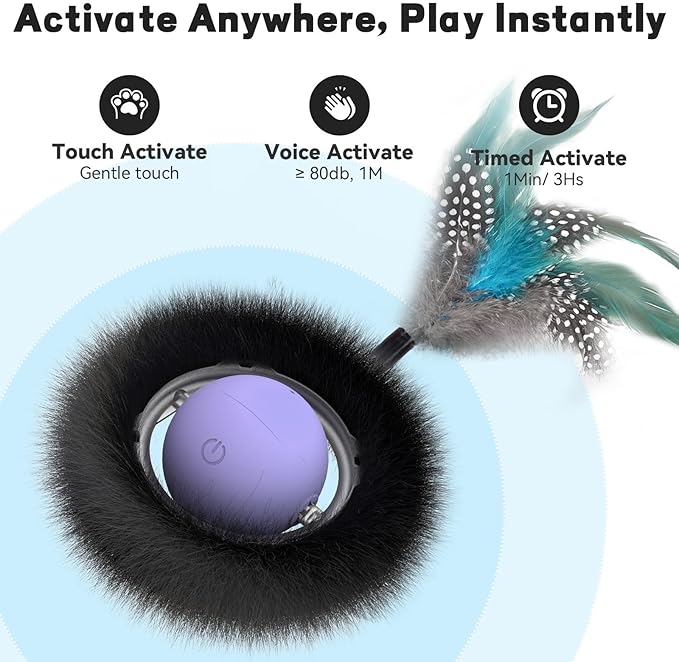 Interactive Cat Toy with Motion Activated Ball & 7 Holes Maze Mat, Hide and - Image 4