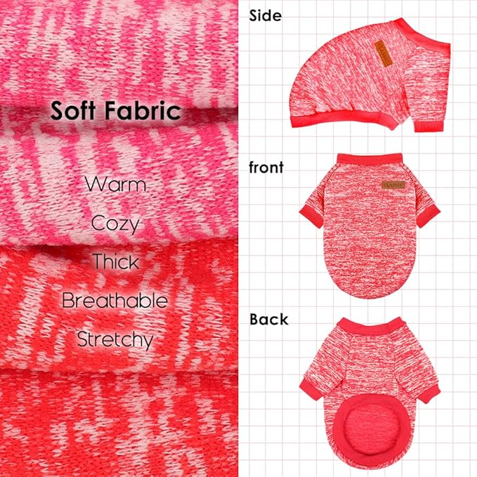 2 Pack Dog Sweaters for Small Dogs Girl Boy Winter Fleece Clothes Warm Soft Dog - Image 4