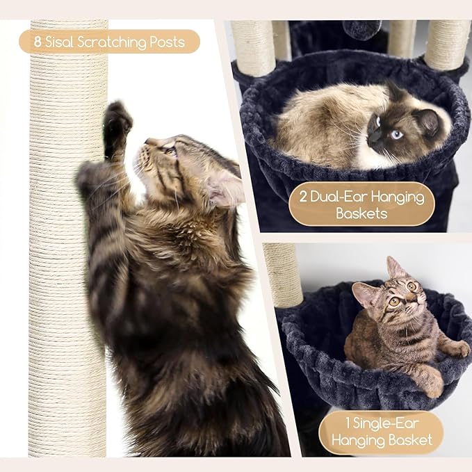 Globlazer Extra Large Cat Tree Tower, 82in Tall Heavy Duty Cat Tree - Image 4