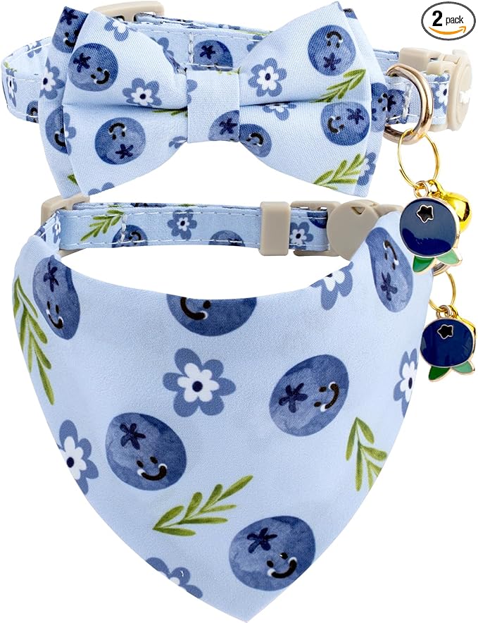 Faygarsle 2 Pack Blueberry Pattern Cat Collar Set by Faygarsle