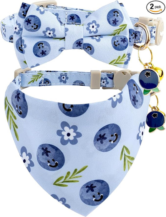 Faygarsle 2 Pack Blueberry Pattern Cat Collar Set by Faygarsle