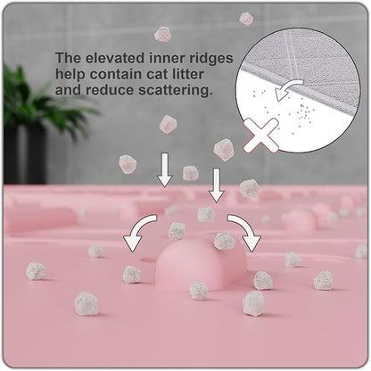 OHMO Cat Litter Mat Trapping Mat Premium Silicone 37.5x25.2，Pink, Waterproof - Image 3