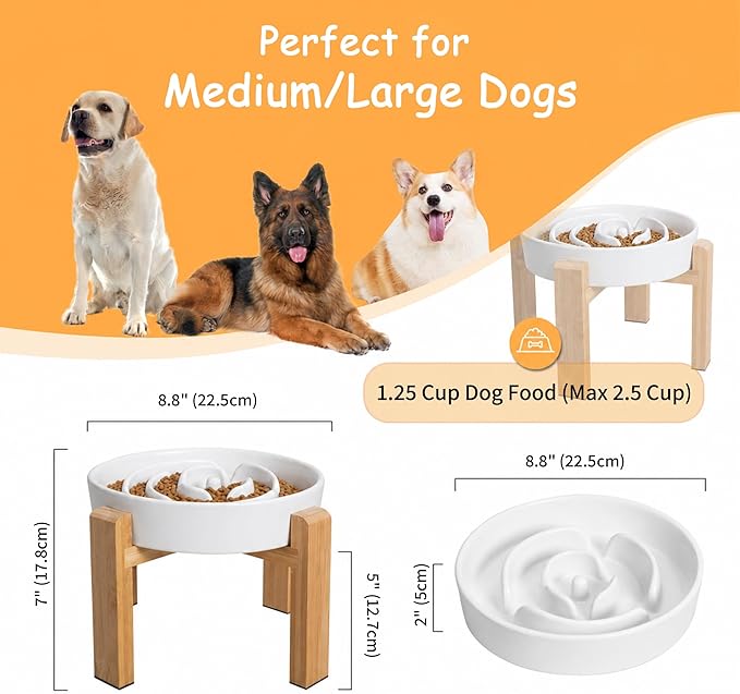 Elevated Slow Feeder Dog Bowl Large Breed, 8.8 Inch Ceramic Slow Eating Bowl - Image 3