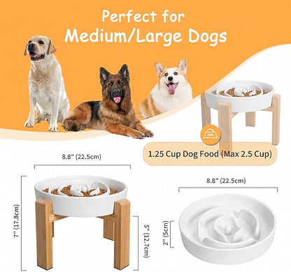 Elevated Slow Feeder Dog Bowl Large Breed, 8.8 Inch Ceramic Slow Eating Bowl - Image 3