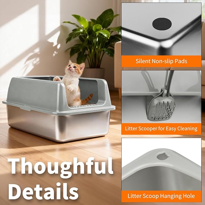 Kirecoo 2 Pack Stainless Steel Litter Box - Image 6