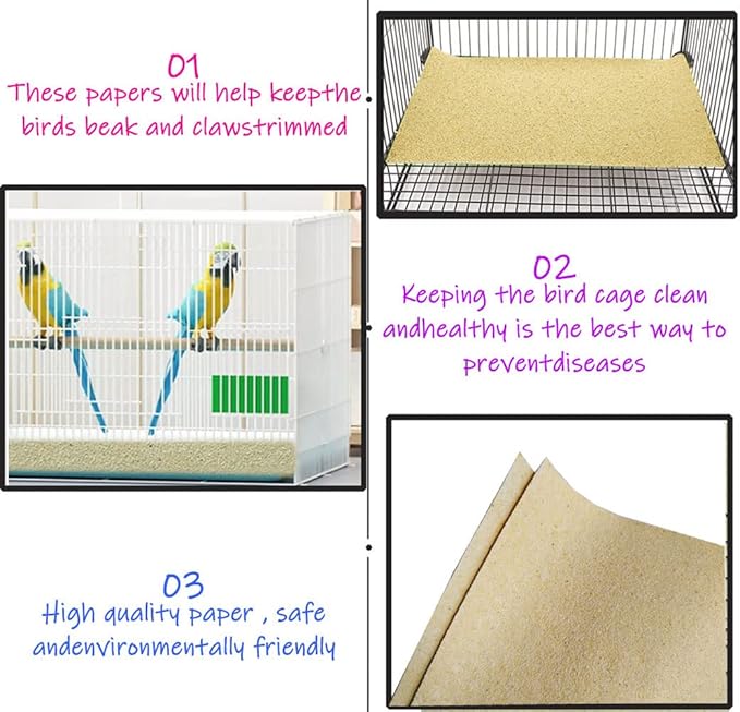 40PCS Gravel Liner Paper for Bird Cage, 11x17 In Bird cage Liner Paper-Gravel - Image 2