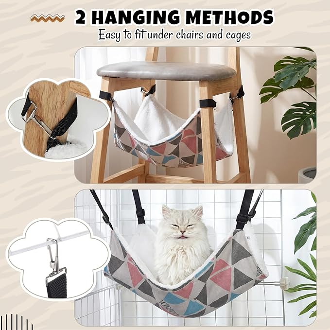 BBTO 3 Pcs Reversible Pet Hammock Soft Plush Cat Hanging Hammock Guinea Pig Bed - Image 4