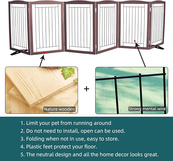 ZJSF Freestanding Dog Fence Indoor, Foldable Dog Gate - Image 6