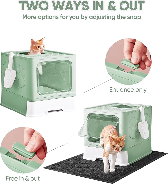 Medario Cat Litter Box with X-Large Litter Mat and Scoop, Large Covered Litter - Image 2