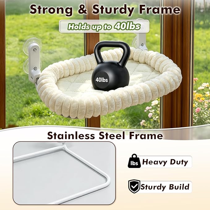 AMOSIJOY Cordless Cat Window Perch, Window Hammock - Image 6