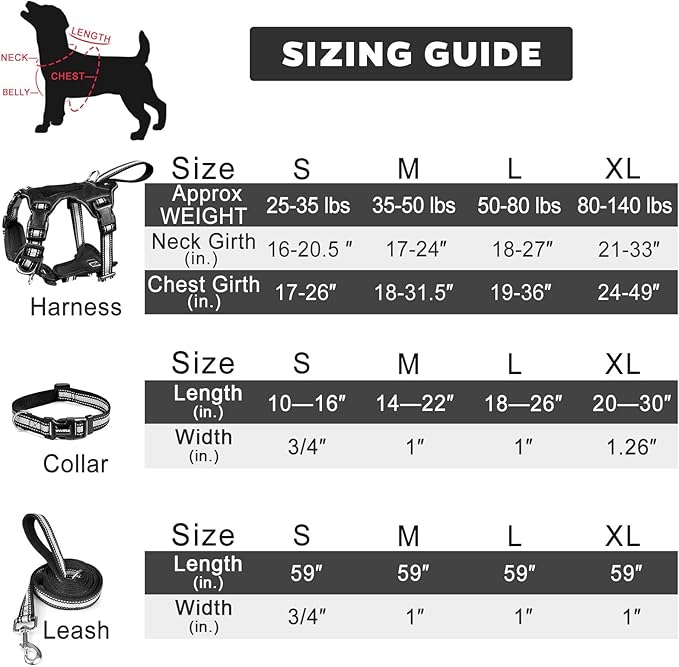 WINSEE Pet Harness Collar and Leash Set, All-in-one Reflective Dog Harness No - Image 7