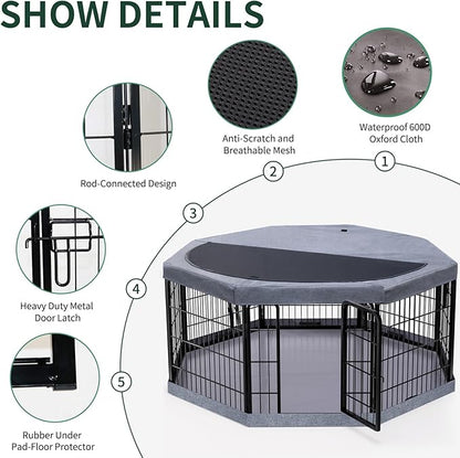PETIME Dog Playpen, Metal Exercise Puppy Pen Heavy Duty Kennels Yard Fence - Image 2