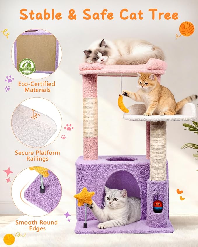 31" Cute Cat Tower for Indoor Kittens - Image 5