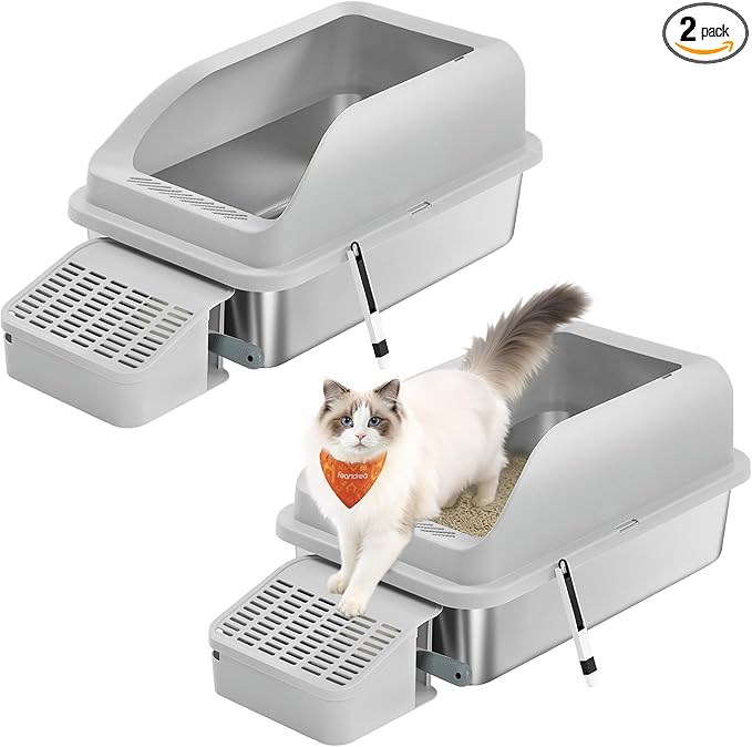 Feandrea 2 Pack Stainless Steel Cat Litter Boxes by FeandreabySONGMICSHOME