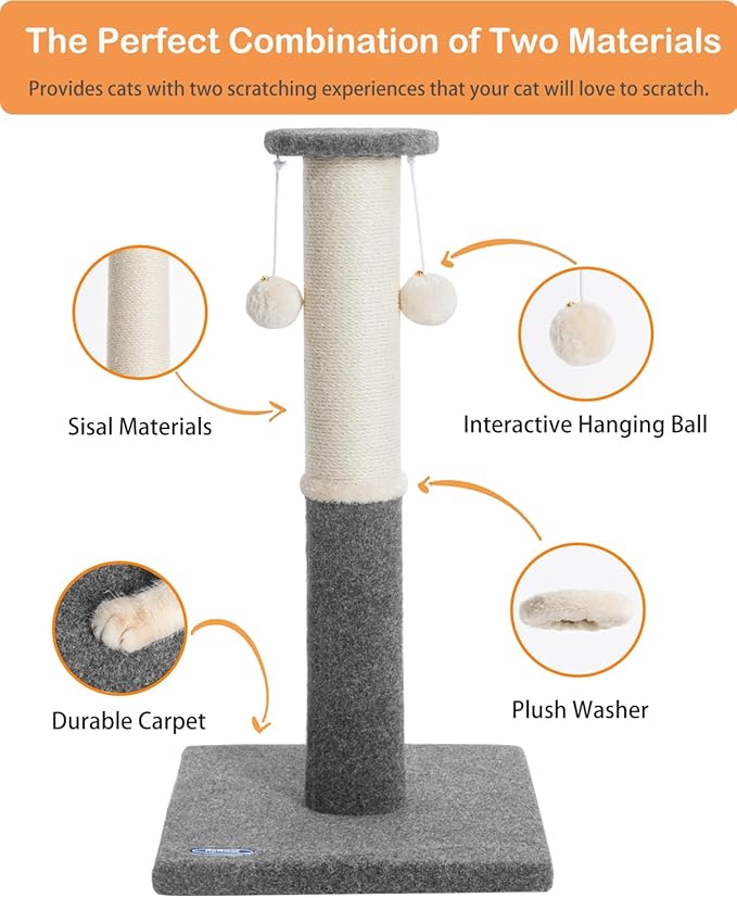 34-Inch Tall Cat Scratching Post, Komicoll Large Scratch Post, Sisal Cat - Image 6