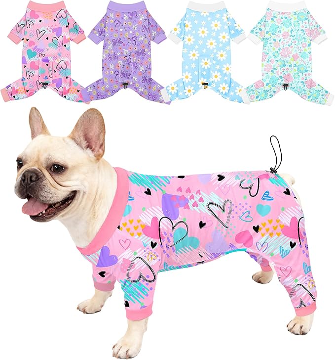 Bienbee Dog Pajamas, 4 Pack Dog Recovery Suit Shedding Suit Cute Soft Puppy by Bienbee