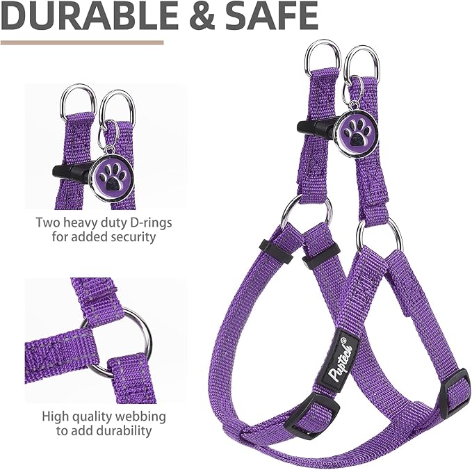 PUPTECK No Pull Dog Harness Soft Adjustable Basic Nylon Step in Puppy Vest - Image 2