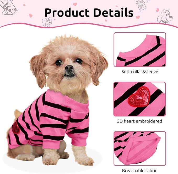 Pet Dog Striped T-Shirt Dogs Cats Cotton Vest Spring Summer Pet Apparel Tee - Image 2