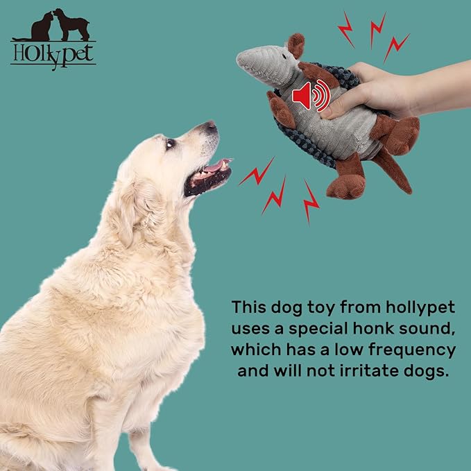 Hollypet Plush Dog Squeaky Toy Stuffed Armadillo Animal Pet Puppy Chew Toys - Image 5
