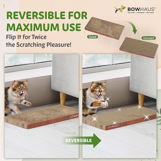 BOWHAUS Cat Scratcher Cardboard, Reversible Scratcher, Durable & Long-Lasting - Image 6