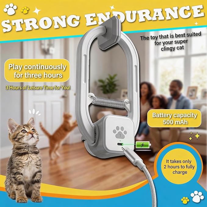 Interactive Cat Toy, Rechargeable Electric Cat Teaser, Hanging Door cat Toy - Image 5