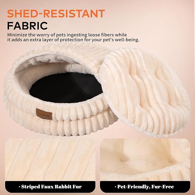 CHEERPALS Cat Cave Bed for Indoor Cats, Washable Covered Cat Bed Hooded Kitty - Image 3