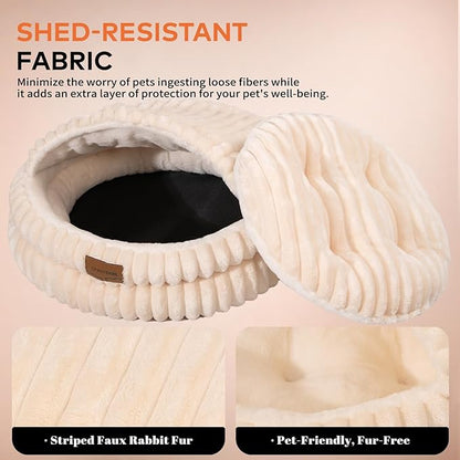 CHEERPALS Cat Cave Bed for Indoor Cats, Washable Covered Cat Bed Hooded Kitty - Image 3