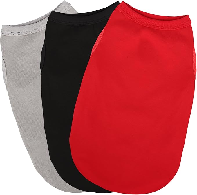 Paiaite 3 Pieces Plain Dog Shirt Sleeveless Puppy Cotton Dog Shirts Breathable by Paiaite