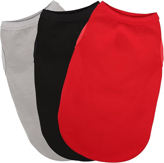 Paiaite 3 Pieces Plain Dog Shirt Sleeveless Puppy Cotton Dog Shirts Breathable by Paiaite