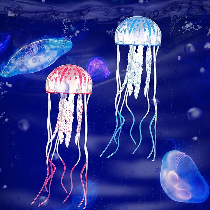 Weewooday 7 Pieces Artificial Fish Colorful Fake Fish Glowing Effect Aquarium - Image 5