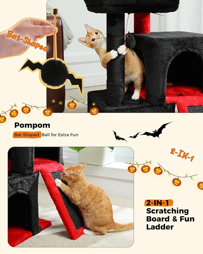 PAWZ Road Gothic Cat Tree, 30 Inches Black Cat Tower - Image 4
