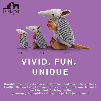 Hollypet Plush Dog Squeaky Toy Stuffed Armadillo Animal Pet Puppy Chew Toys - Image 2