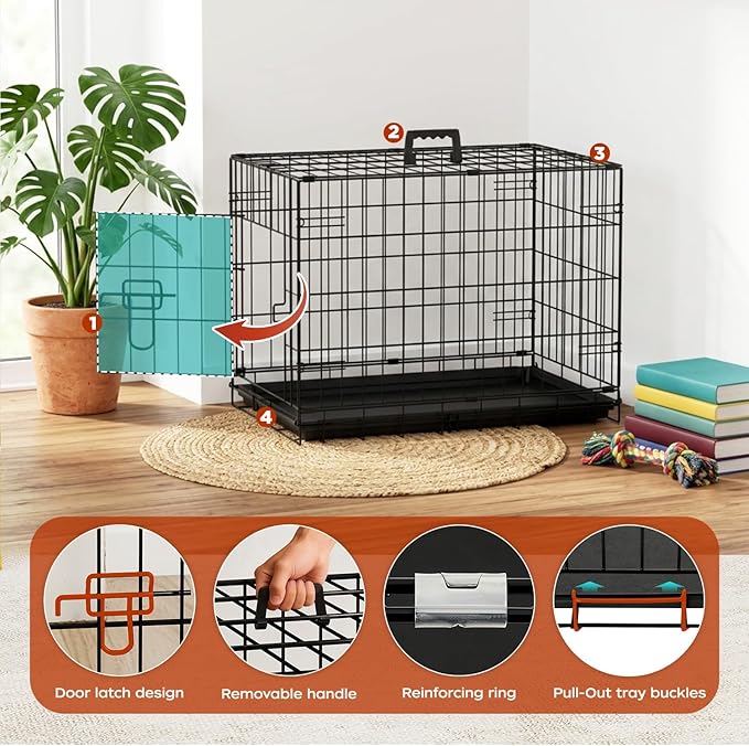 BestPet | Dog Crate | 24" | Black | Foldable Metal Kennel - Image 5