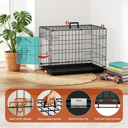 BestPet | Dog Crate | 24" | Black | Foldable Metal Kennel - Image 5