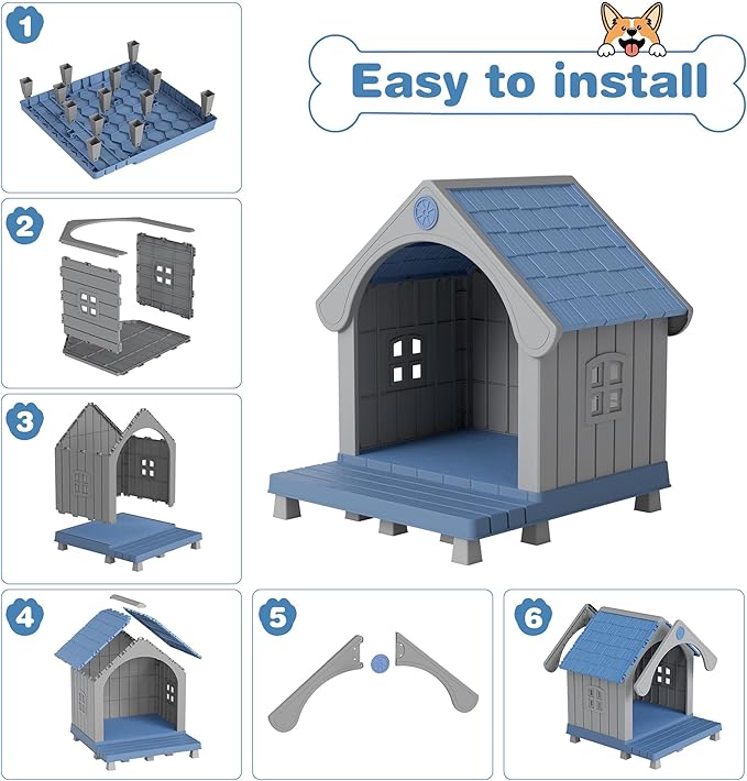 Fancyango Large Dog House Outdoor Indoor, Sturdy Plastic Waterproof Doghouse - Image 3