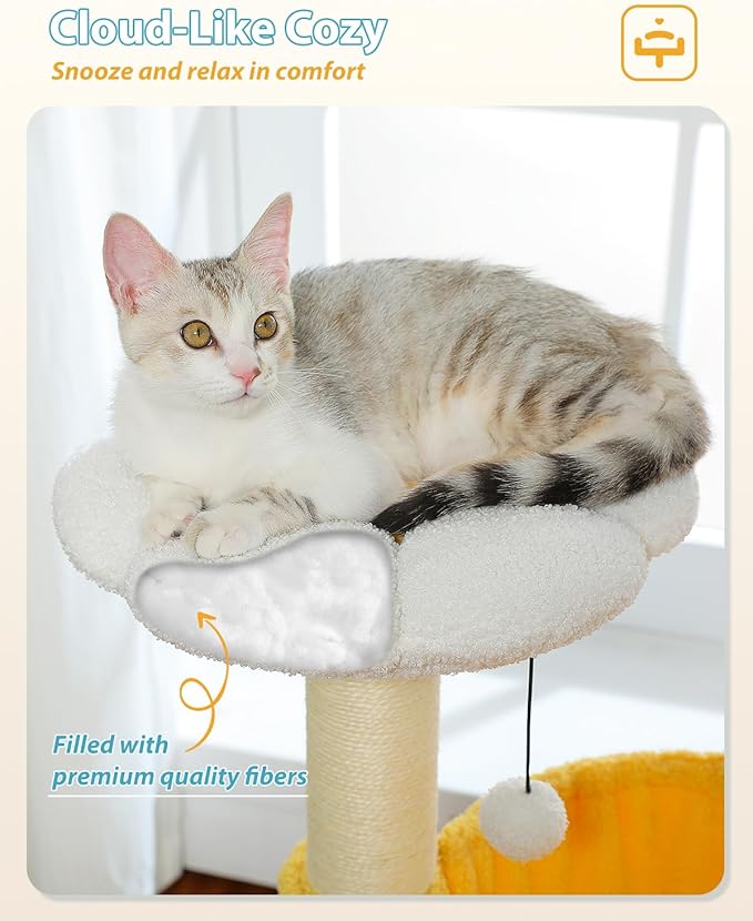 MUTTROS Cute Cat Tree with Flower Top Bed - Image 6