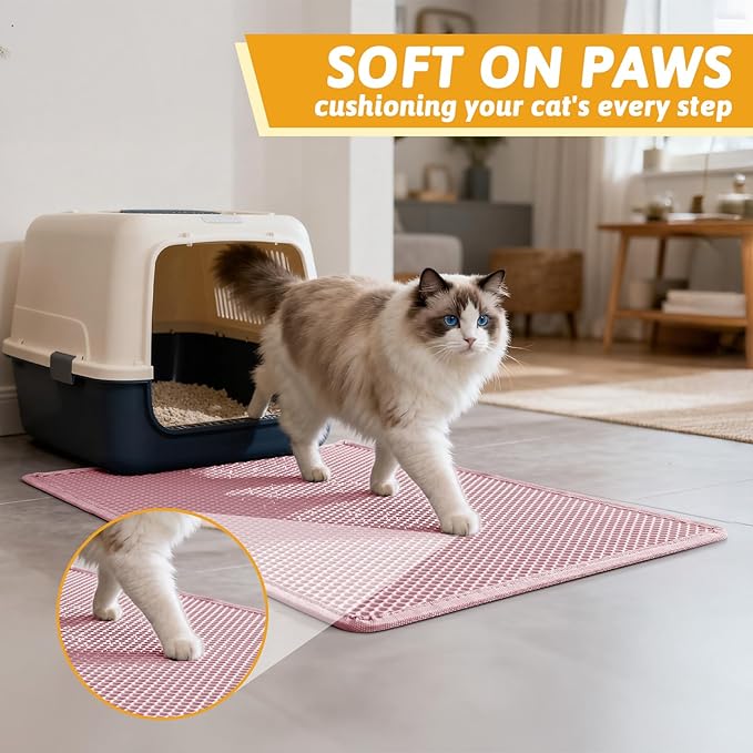 Pieviev Cat Litter Mat Double Layer Waterproof Urine Proof Trapping Mat 1 Pack) - Image 4