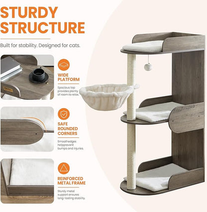 Modern Wood Cat Tree Tower for Indoor Large Cats, Cat Scratching Posts - Image 7