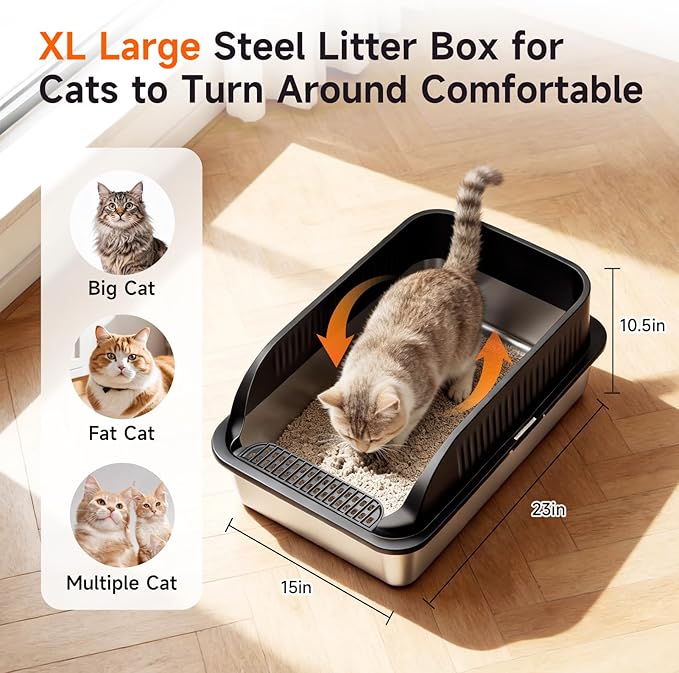 Stainless Steel Litter Box, XL Metal Litter Box - Image 2