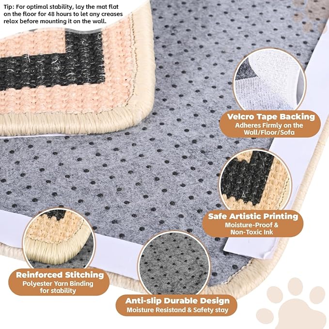 Cat Scratcher Mat, Natural Sisal Cat Scratch Pad, 23.6x15.7 Inch Horizontal Cat - Image 3